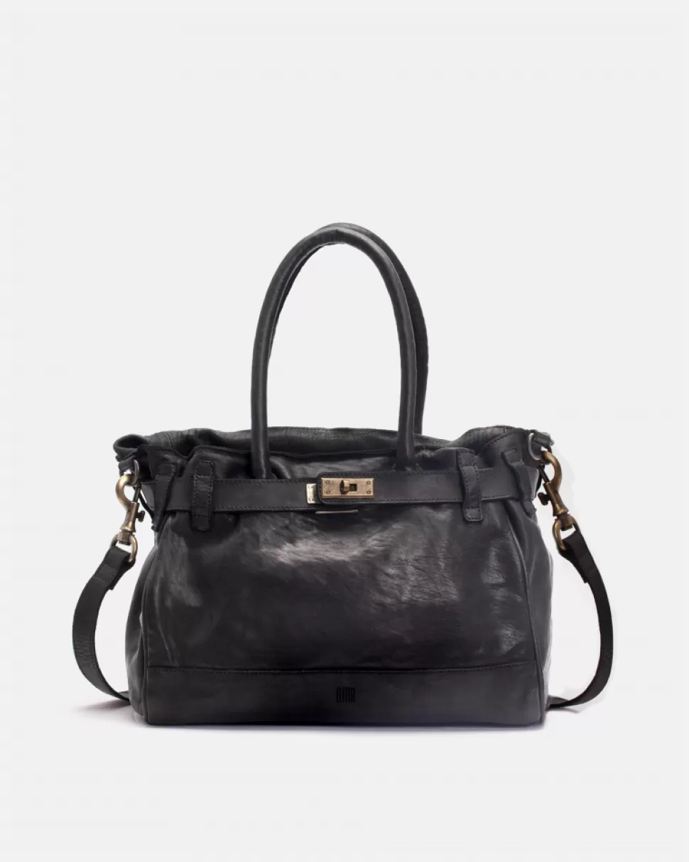 BIBA Leather Handbag Blossom Black Cheap